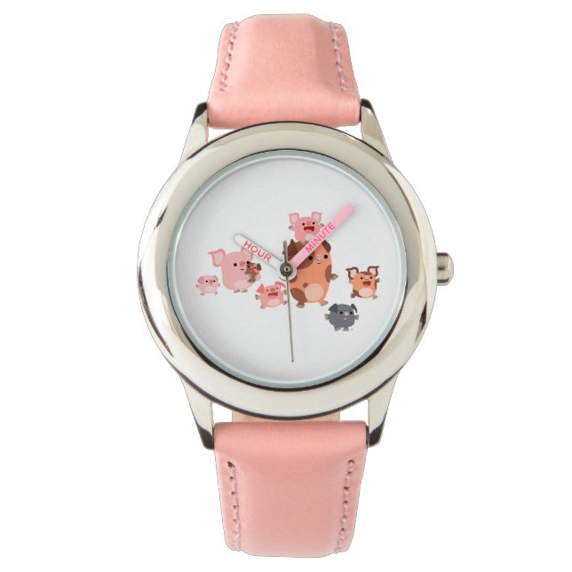 Montre Joli Cartoon Pig Surveillance de famille (devant)