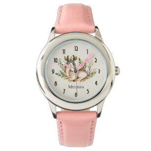 Montre Joli Cerf Aquarellé Posé En Bas Boho