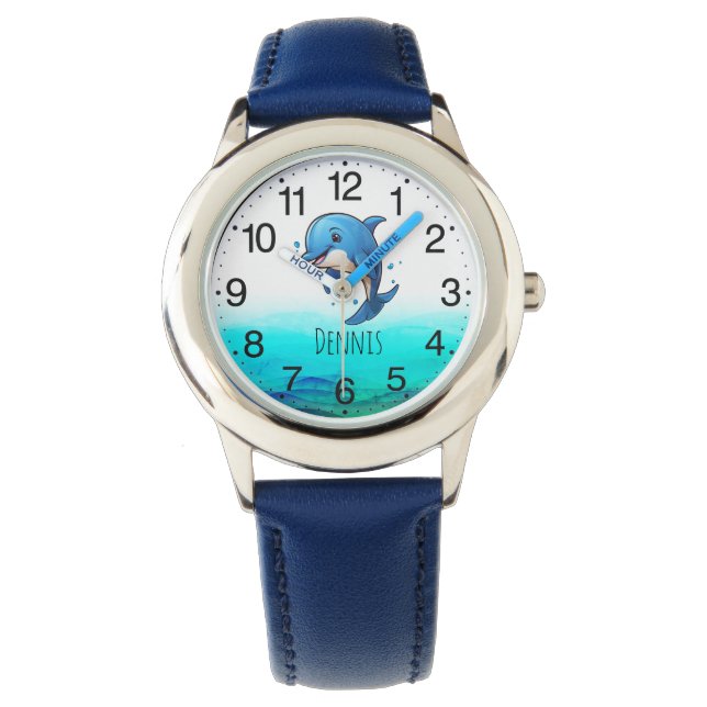 Montre Joli Dolphin Bleu Ocean Observez les enfants (devant)