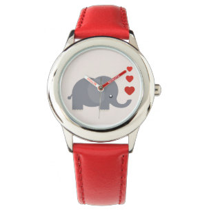 Montre Joli éléphant de dessin animé avec les coeurs enfa
