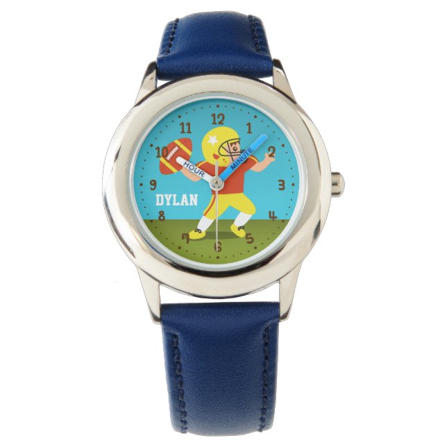 Montre Joli garçon de football avec casque Enfants Nom Ve (devant)