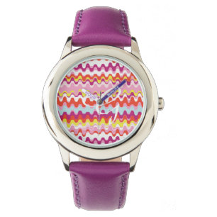 Montre Joli rose rouge rose abstrait motif vague