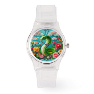 Montre Joli serpent de Nouvel An chinois en origami WGW3