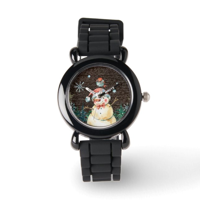 Montre Joli Snowman & Woodland Animaux Noël Mignonne (Recto)