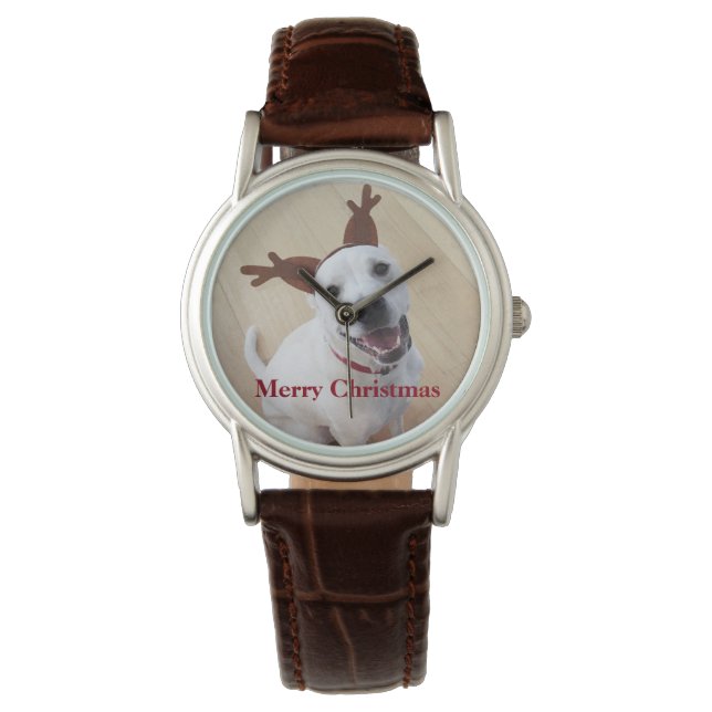 Montre Joli sourire blanc renne Chien Chien Chien Chien C (devant)