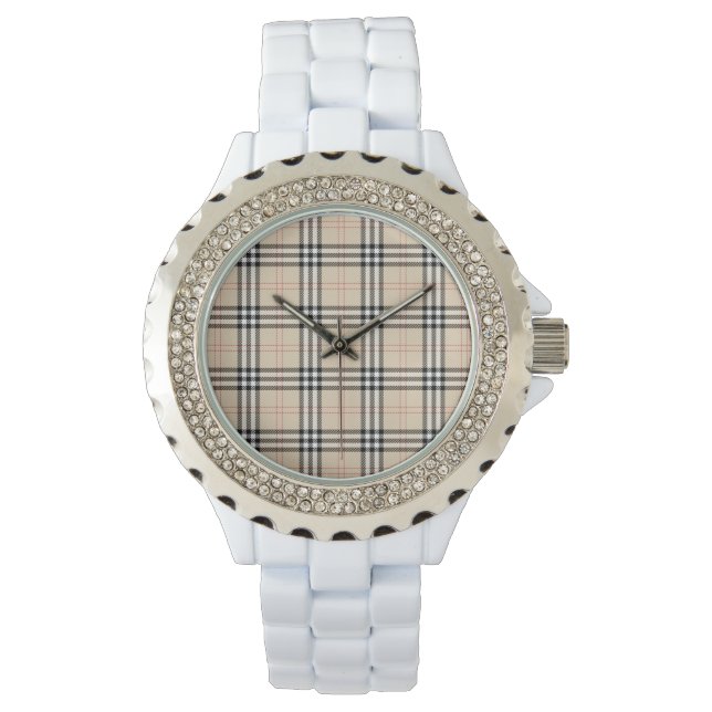 Montre Joli Tartan Plaid Beige (devant)