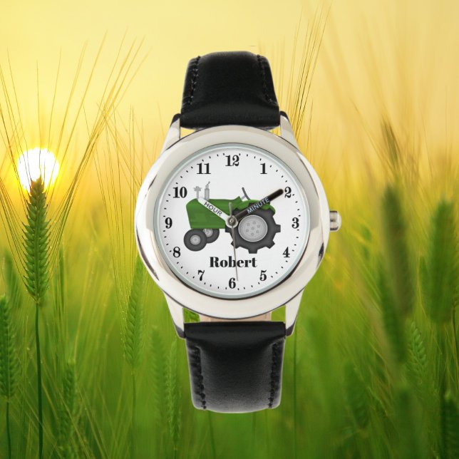 Montre Joli tracteur vert ajouter nom garçons (Créateur téléchargé)