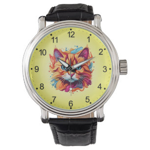 Montre Joli visage de chat Design multicolore