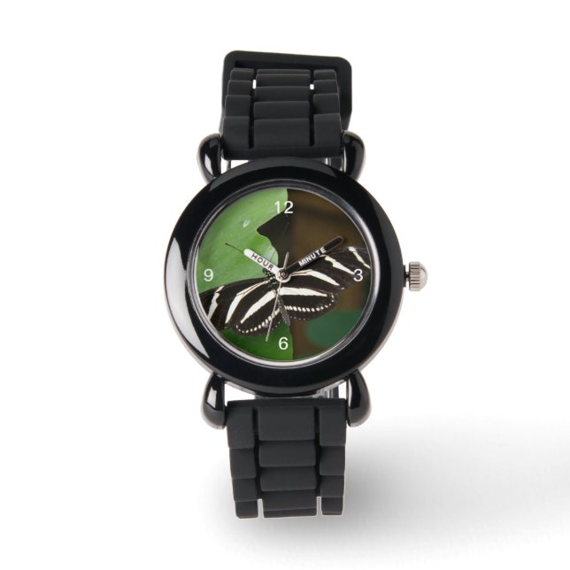 Montre Joli Zebra Longwing Butterfly Parties scintillant  (Recto)