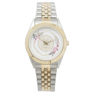 Montre Jolie aquarelle Floral Moderne Monogramme géométri