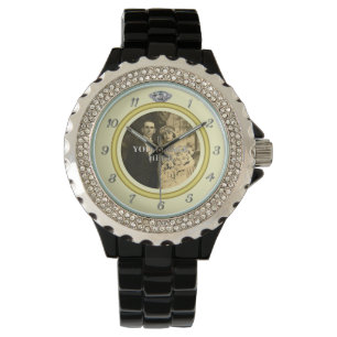 Montre Jolie bague de Mariage diamant avec photo Jaune
