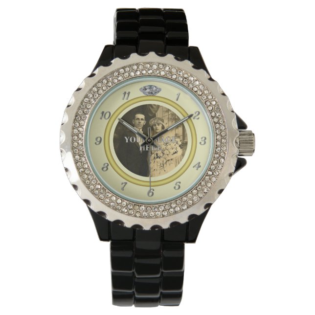 Montre Jolie bague de Mariage diamant avec photo Jaune (devant)