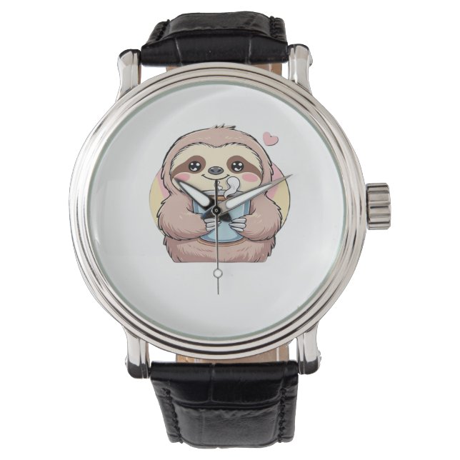 Montre Jolie chemise de l'amoureux de café Sloth - Drôle  (devant)