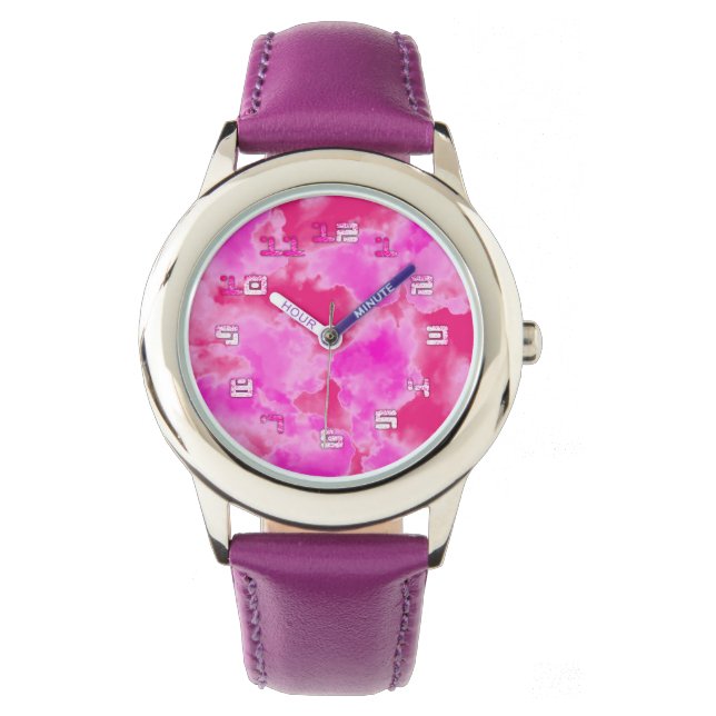 Montre Jolie fille Enfants Ciel rose (devant)