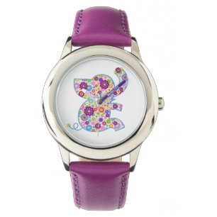 Montre Jolie Fleurs Rétro Style Cartoon Eléphant