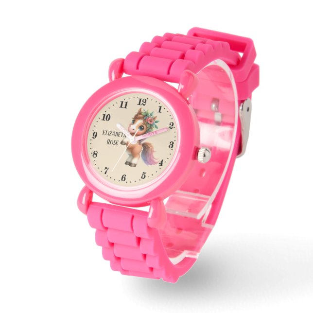 Montre Jolie péeking cheval ajouter nom (Angle)