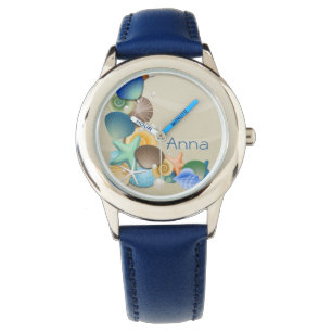 Montre jolie plage de coquillages océaniques design perso