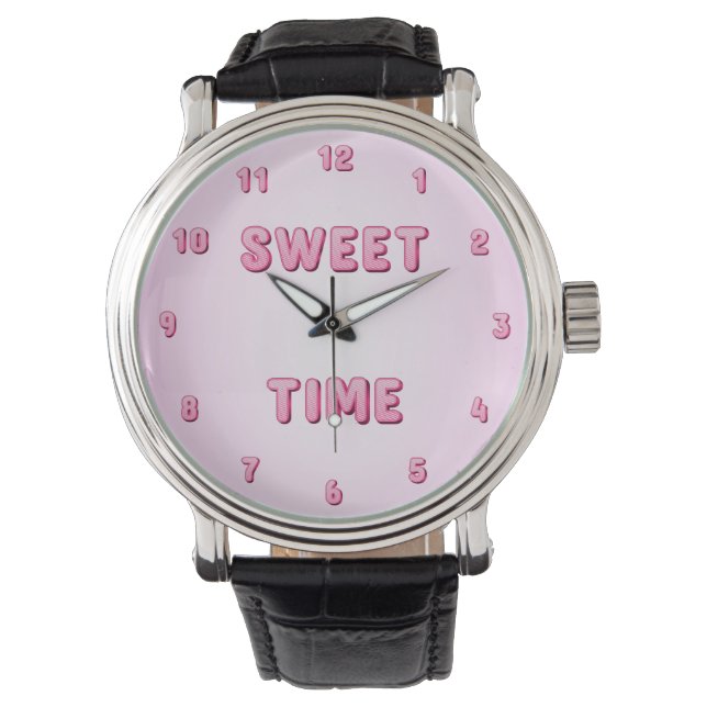 Montre Jolie rose bonbon temps doux (devant)