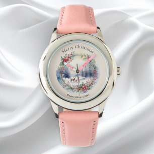 Montre Jolie scène de neige hivernale à l'aquarelle Perso