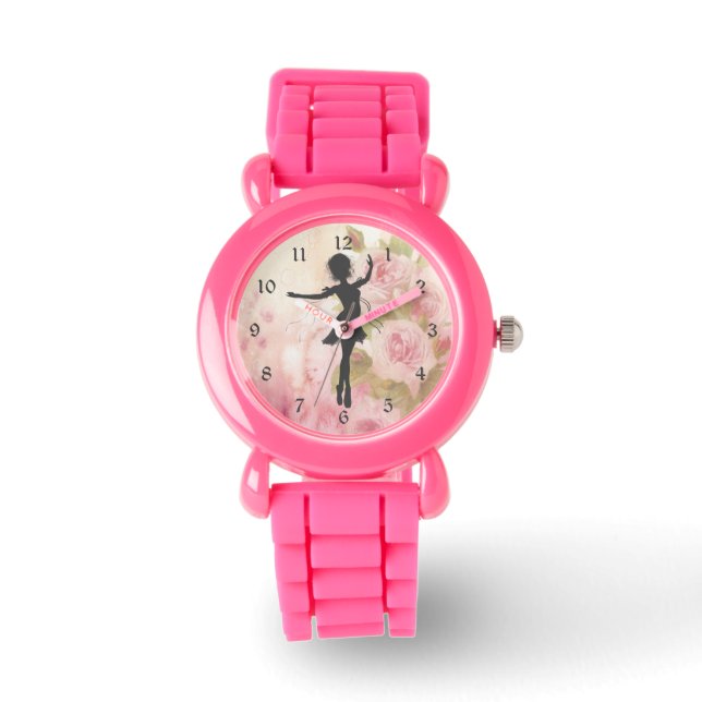 Montre Jolie Silhouette Ballerina sur rose roses Ballet (Recto)