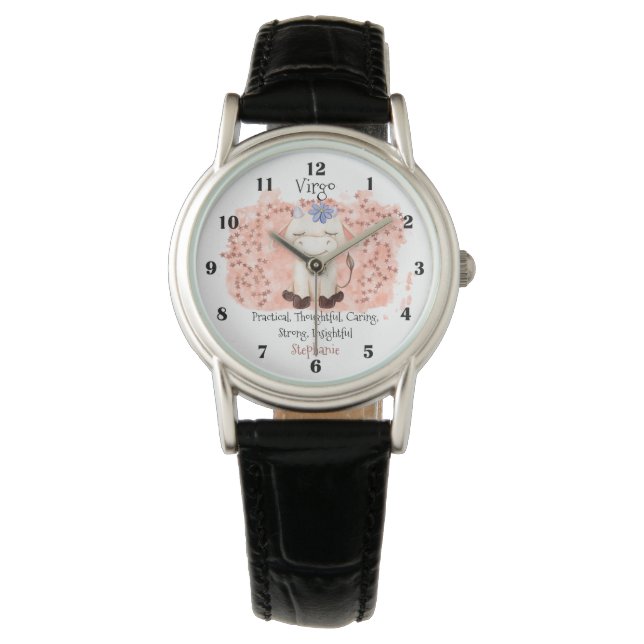 Montre Jolie Virgo Maiden Aquarelle Bull Zodiac (devant)