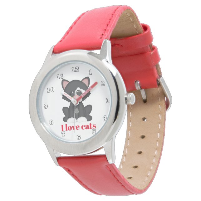 Montre Jolies filles amoureux de les chats ajouter un nom (Incliné)