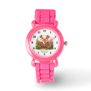 Montre Jolies filles cochon amoureux ajouter le nom