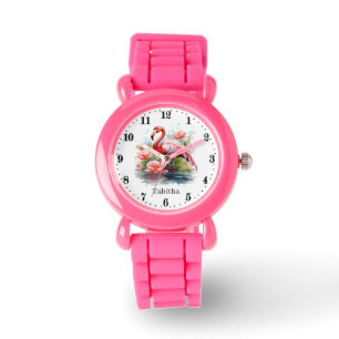Montre Jolies filles rose flamingo ajouter nom