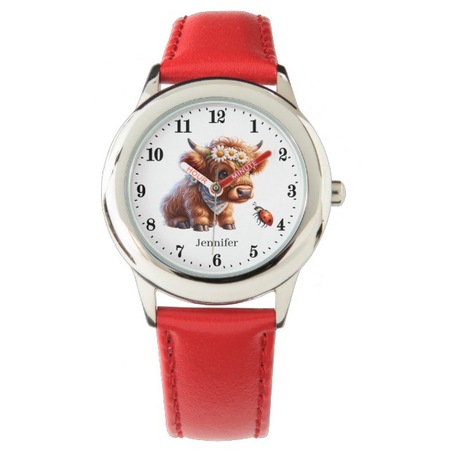Montre Jolies filles vache des hautes terres ajouter nom (devant)