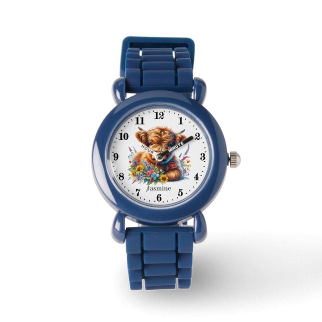 Montre Jolies filles vache des hautes terres ajouter nom (Recto)