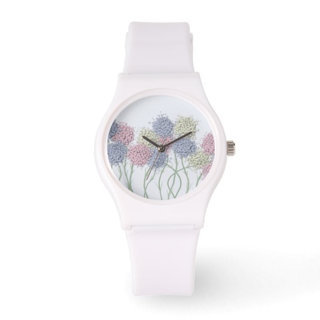 Montre Jolies Fleurs colorées Pastel (Recto)