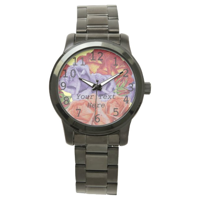 Montre jolies fleurs roses rouges et bourgeons roses fleu (devant)