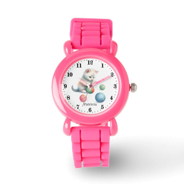 Montre Jote filles fil chat ajouter nom (Recto)