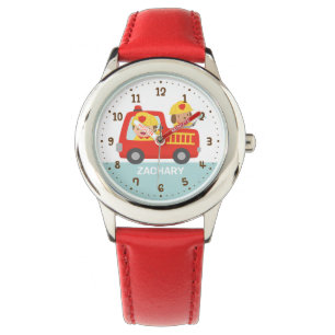 Montre Jote pompier garçon en Camion Feu Rouge pour enfan