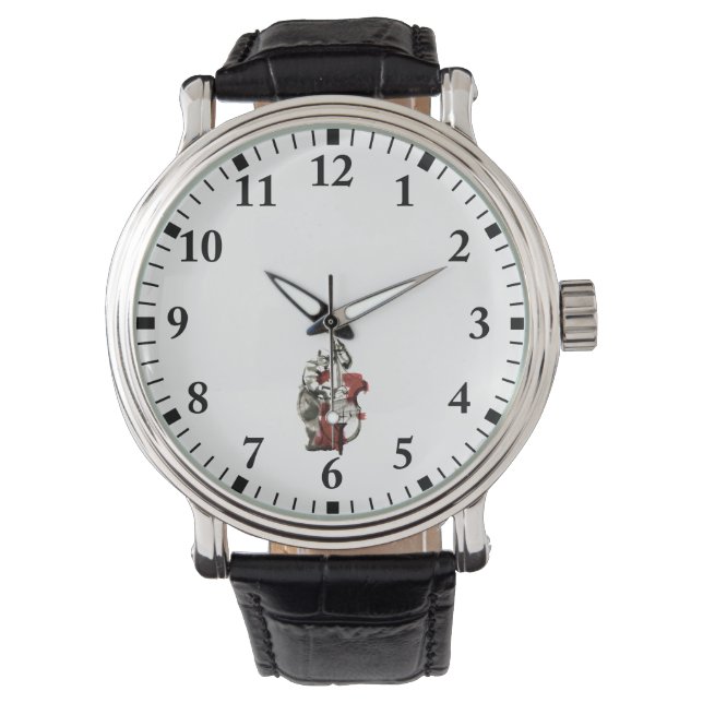 Montre Joueur de contrebasse en bois (devant)