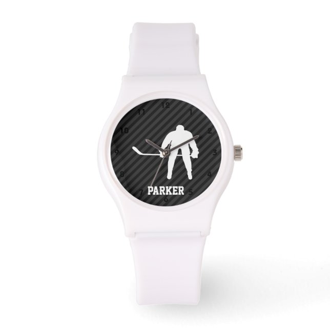 Montre Joueur de hockey; Gris Noir & Noir (Recto)