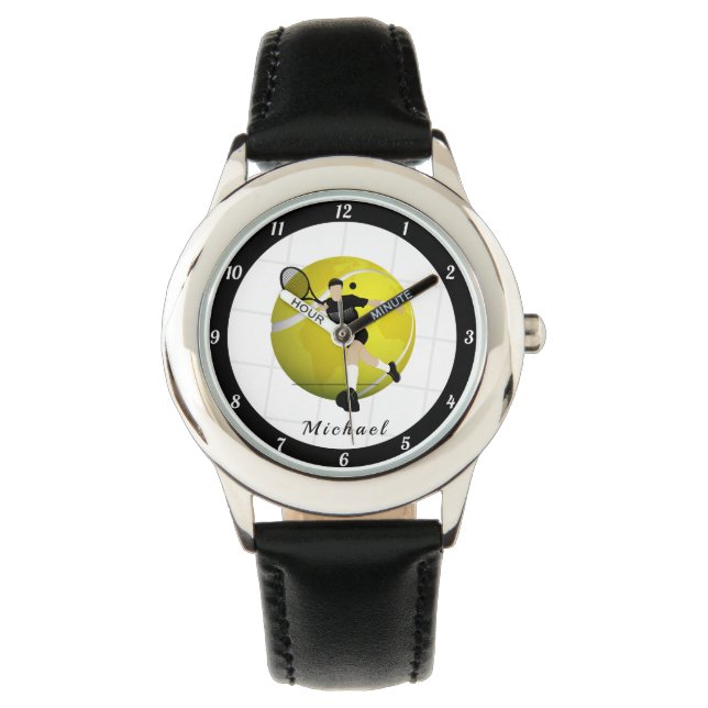 Montre Joueur de tennis Ball & Net Coach Nom du partenair (devant)
