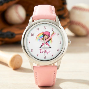 Montre Joueuse de baseball fille de dessin animé mignonne