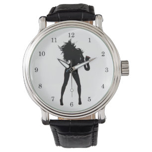 Montre Joueuse Saxophone Girl Jazz Music Watch Cadeau