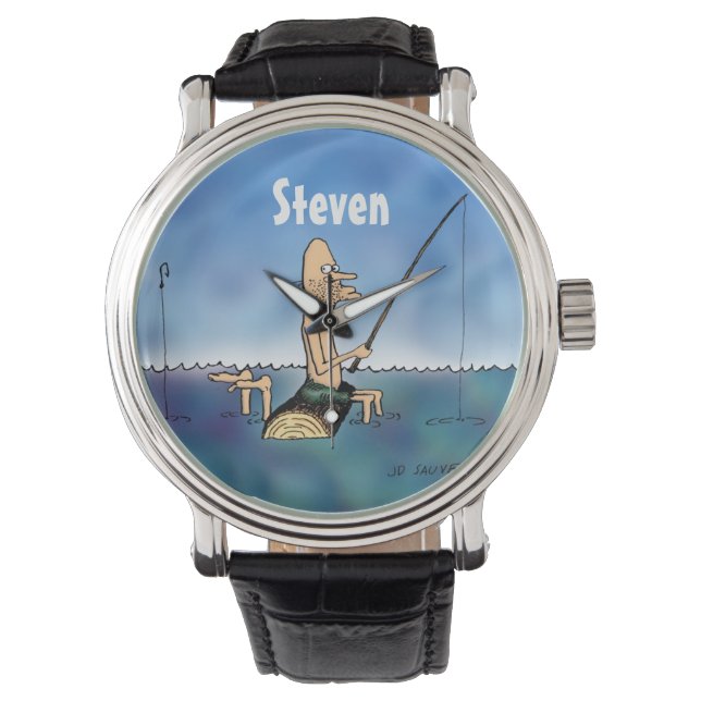 Montre Jour étrange Pêche personnalisée Funny Watch (devant)