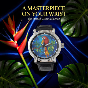 Montre "Joyeau de jungle vibrant" - Mur de perroquet en v