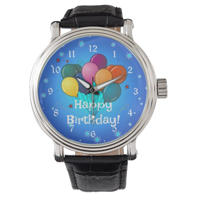 Montre Joyeux ballons de fête d'anniversaire, (devant)
