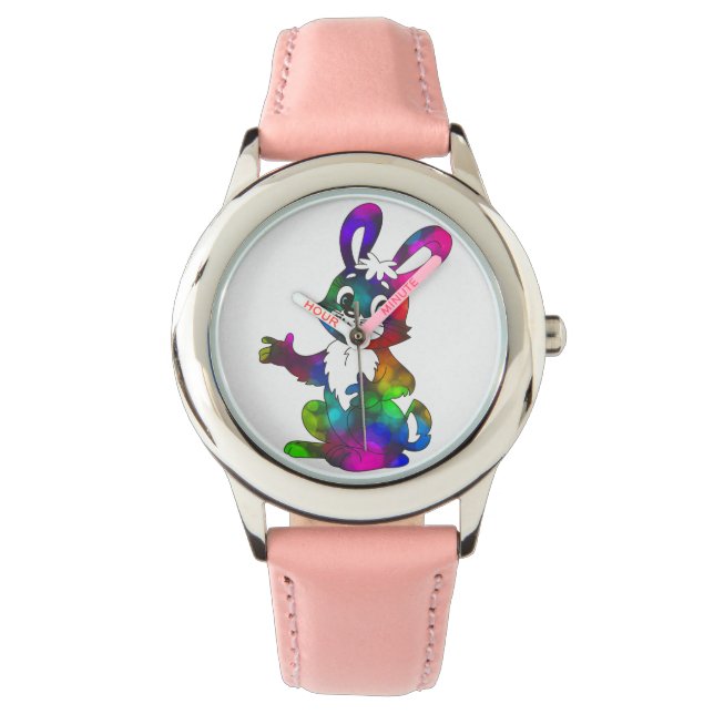 Montre Joyeux Bunny de Pâques joyeux enfants regardent (devant)