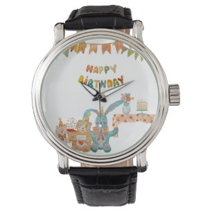 Montre Joyeux jouets d'anniversaire fleur mignon coloré s
