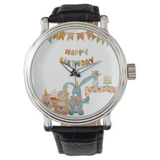 Montre Joyeux jouets d'anniversaire fleur mignon coloré s