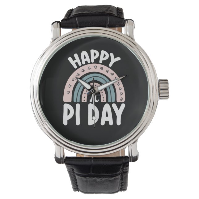 Montre Joyeux Jour de Pi Boho Rainbow Math Mathématique M (devant)