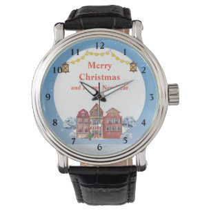 Montre Joyeux Noël et Joyeux Nouvel An Noir Vintage