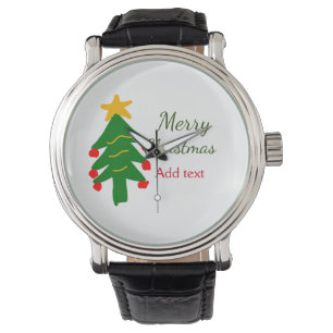 Montre Joyeux Noël rouge vert Noël ajouter le nom