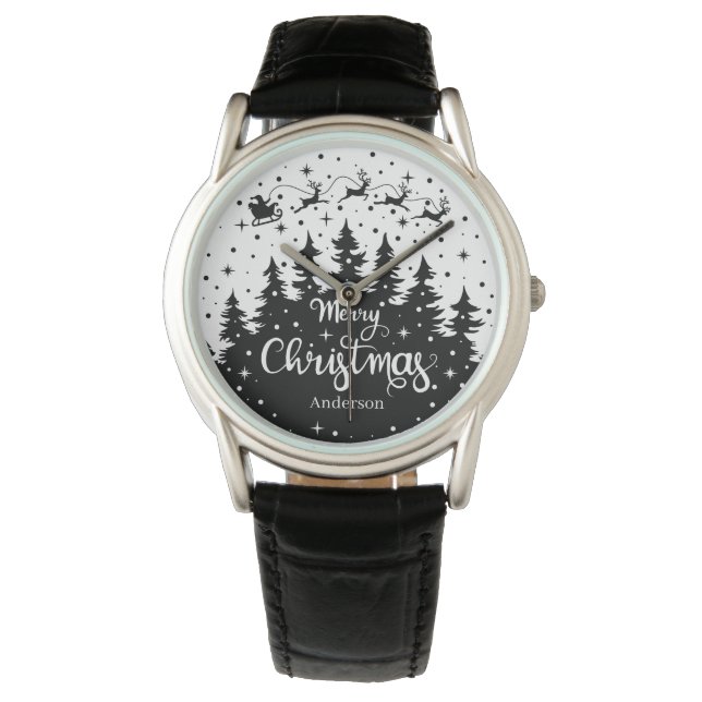 Montre Joyeux pin de Noël Père Noël Reindeer Sleigh (devant)