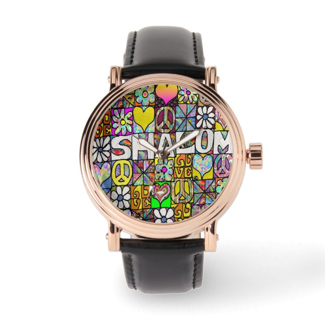 Montre Judaica Retro 60s Psychedelic Shalom Watch (Recto)